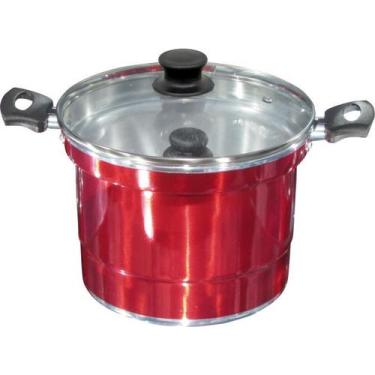 Imagem de Forma Pudim Banho Maria Vermelho Tampa De Vidro 5,0 Litros - Docesar