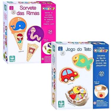 Imagem de Kit Jogo Do Tato Educativo Sensorial Madeira E Sorvete Das Rimas Didat