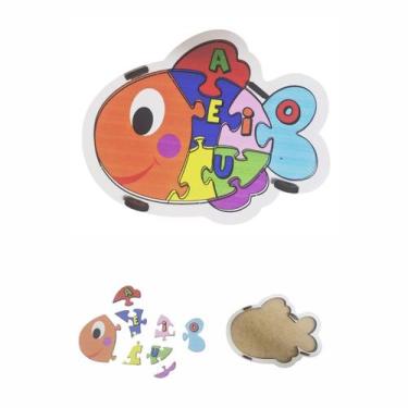 Imagem de Brinquedo Educativo Quebra cabeça Infantil Peixe Peixinho - fenix
