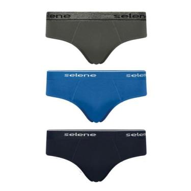 Imagem de Kit com 3 cuecas selene slip 11900-001, Cinza, Marinho, EG