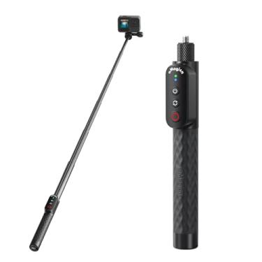 Imagem de Aovee Vara de selfie com controle remoto de 100 cm, extensível, compatível com câmera de ação Insta360/Gopro e smartphone iOS Android (parafuso de 1/4)