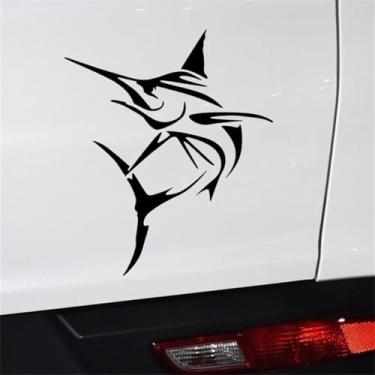 Imagem de Adesivo de peixe espada Marlin adesivo engraçado para carro caminhão janela para-choque preto