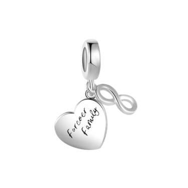 Imagem de MiiFort Pingente de coração de amor prata simples para pulseiras Pandora Charms Moments, One Size, Cobre, Sem Pedra Preciosa