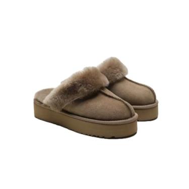 Imagem de Archicolor Pantufas femininas elegantes e elegantes de lã de inverno com sola grossa de couro genuíno (marrom, adulto, feminino, 10, numérico, sistema de tamanho de calçados dos EUA, médio), Marrom,