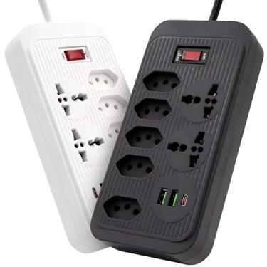 Imagem de Filtro de Linha Régua Inteligente 7 Tomadas 2 Portas USB 1 TIPO C Extensão Proteção Contra Sobrecarga e Carregamento Rápido Bivolt