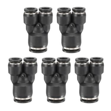 Imagem de HARFINGTON 5 peças de encaixes push to connect tubo de 1/2 polegada OD x 5/40.6 cm OD, kit de encaixe pneumático de mangueira de ar de conexão rápida de plástico T reduzindo 3 vias conector de