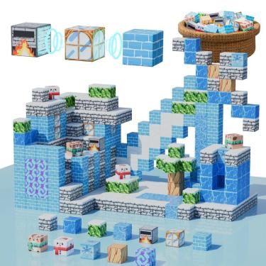 Imagem de Blocos magnéticos Build Mine Frozen Castle 121 unidades com portal mágico