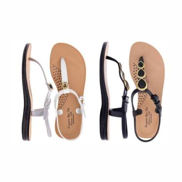 Imagem de Kit 2 Pares Sandalia Chinelo Rasteira Ortopédica Feminina Confortavel 