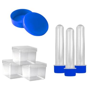 Imagem de Lembrancinha Kit Com 20 Tubetes 13cm, 20 Latinhas e 20 Caixinhas 5x5. Festa Kit Aniversario (Azul escuro)