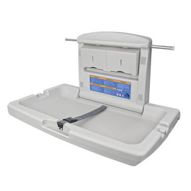 Imagem de AIKE Trocador de fraldas de bebê horizontal comercial, montado na parede, dobrável, compatível com ADA, branco acinzentado