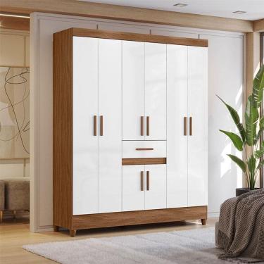 Imagem de Guarda Roupa Casal Ambiente Portugal 8 Portas Naturale Branco - Moval