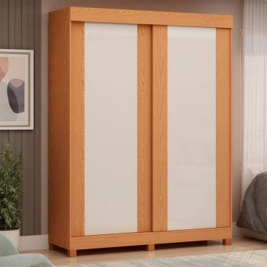 Imagem de Guarda-Roupa Solteiro Toledo 2 Portas 100% Mdf Flex Cinamomo/Off White/Marrom Claro - Genialflex