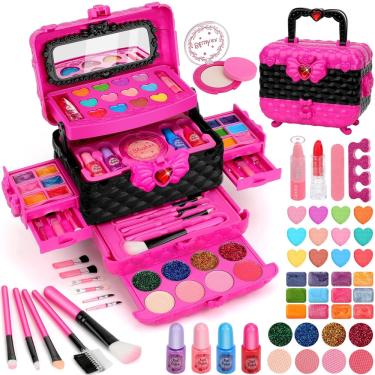 Imagem de Kit de maquiagem Heaning Kids lavável com 54 unidades para meninas de 3 a 8 anos