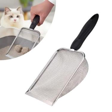 Imagem de Pá Higiênica De Areia Para Gatos Peneira Coletora Aço Inox - Aurora RP