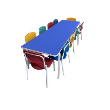 Imagem de Conjunto Refeitório Infantil Azul c/ 10 Cadeiras Pp - SchoolCenter