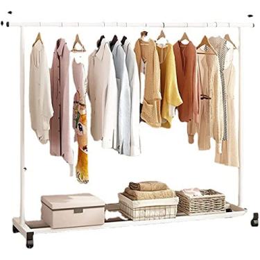 Imagem de Barra para roupa cabide para roupa cabide sobre rodas, barra para roupa com sapateira, aplica-se ao quarto, sala de estar, barra de roupa de suporte fácil de montar para a decoração do quarto