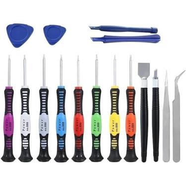Imagem de Kit de Chaves de Precisão 16 Peças Ferramentas para Reparo de Celular iPhone Android e Notebook Colorido