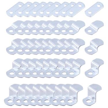 Imagem de Mewutal 50 peças de clipes de tela deslocados clipes de metal para moldura de foto, grampos de espelho, clipes de espelho offset resistentes para quadro negro, com parafusos (10 peças cada 0/0.0 cm, 1