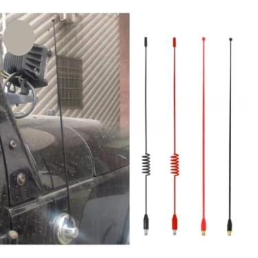 Imagem de Antena de metal de carro com cabeça de bala para TJ JK JL JT Wrangler Gladiator 1997-2020 Kit de acessórios de carro (preto curvado)