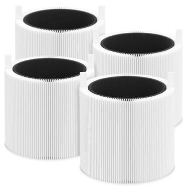 Imagem de 4 pacotes de filtro de substituição Mini Max compatível com purificador de ar Blue Pure Mini Max, H13 True HEPA e filtro de carvão ativado, parte # FMINI, branco