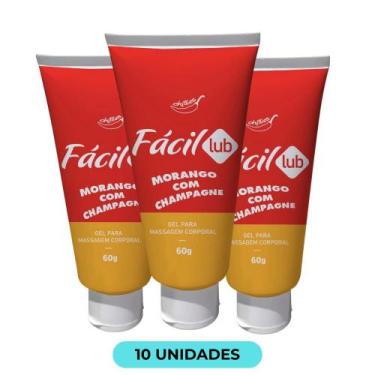 Imagem de KIT COM 10 Fácil Lub Gel Lubrificante Chillies Sabor Morango com Champ