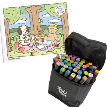Imagem de Kit Livro Bobbie Goods Dias Quentes + Canetinha Touch, 48 Cores