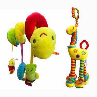 Imagem de Kit Móbile Infantil Multifuncional para Bebê Chocalho com Guizo e Pelúcia Brinquedo Educativo (Laranja)