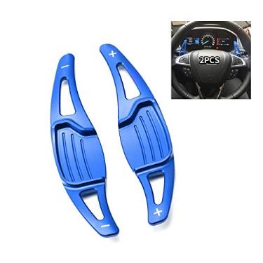 Imagem de SANRILY Para extensão de câmbio de volante para Ford Mondeo Lincoln MKZ Taurus Edge acessórios, lâmina de câmbio de liga de metal serve para: kit de substituição 2013-2020 azul