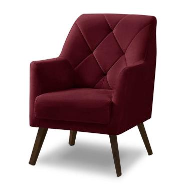 Imagem de Poltrona Decorativa Retrô Recepção Magali Veludo Roxo LANSOFBR