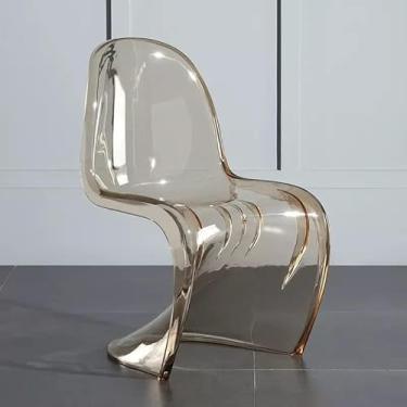 Imagem de Cadeira De Jantar Transparente Em Forma De S, Cadeira De Bar, Cadeira Criativa, Cadeira De Acrílico Transparente Com Base Em Z Para Escritório Doméstico De Hotel Interno E Externo, Amber