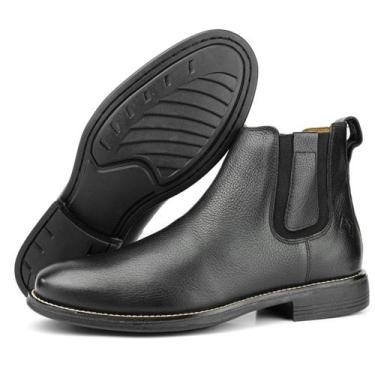 Imagem de Bota Botina Chelsea Masculina de Couro Cano Curto Preto 100 - Galozé, 