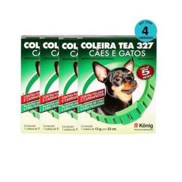 Imagem de Kit Coleira Contra Pulgas E Carrapatos TEA 327 Cães Pequenos König 13g