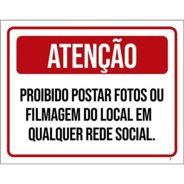 Imagem de Kit 5 Placa Proibido Postar Fotos Filmagem Local36X46
