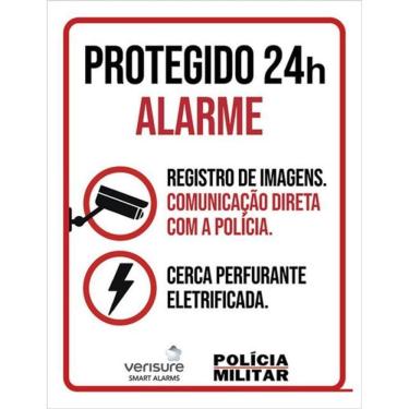 Imagem de Kit 10 Placa Segurança Protegido 24H Alarme Polícia 36X46