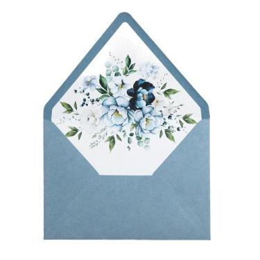 Imagem de Envelopes PONATIA A7 Euro Flap Dusty Blue com forro de flores x50