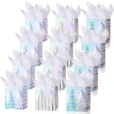 Imagem de Sacos de presente Tenare 7x10x23 cm metálicos 12 peças Rainbow