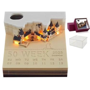 Imagem de Calendário 3D Creative Time Piece, calendário de mesa 2026, castelo má