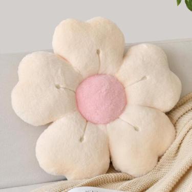 Imagem de Almofada de flores ZCNYCLAM 38 cm de pele de coelho macia bege