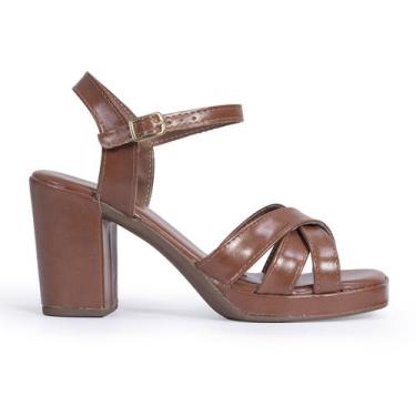 Imagem de Sandália Feminina Salto Alto Meia Pata Quadrada Macia Confortável Via 