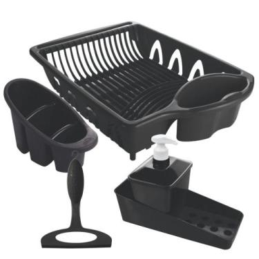 Imagem de Conjunto de pia escorredor de talheres, rodinho, porta detergente e es