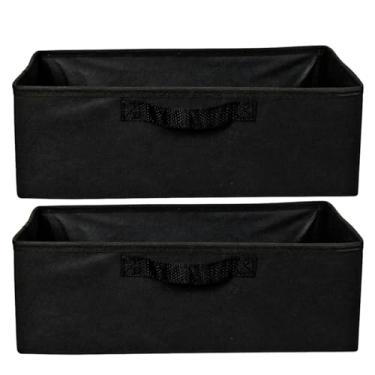 Imagem de Kit 2 Cestos Caixas Organizadoras Dobrável em Tecido Com Alça, Ideal Para Gaveta, Closet, Armário, Guarda-Roupas, Araras, Tamanho 42 x 28 x 15 cm.