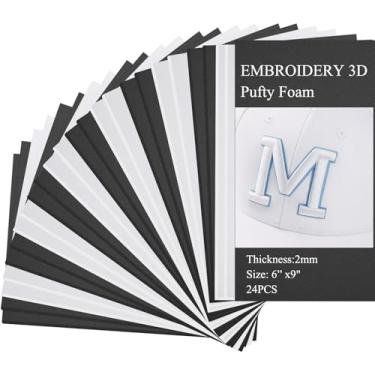 Imagem de Treela 24 peças de espuma de bordado 3D de 3 mm, 15 x 23 cm, folhas de artesanato em EVA para artesanato em EVA para bordado de máquina de artes e artesanato, projeto de costura DIY para chapéu, pano