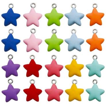 Imagem de Pingente de estrela para fazer joias, pulseira fofa, chaveiro, bolsa de telefone, colar, brinco, kit de berloques em massa DIY