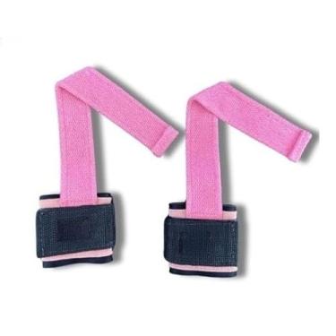 Imagem de Munhequeira Pulso Integrada com Straps de Força - Equipamento Profissional para Musculação e Academia(ROSA)