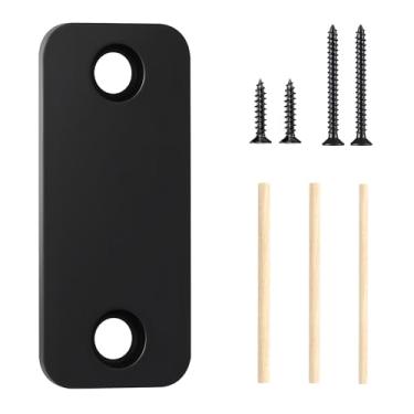 Imagem de Placa de cobertura de furo de porta em branco 2,5 cm x 2-1/10.2 cm, placa de bloqueio de fechadura de canto redondo, placa de enchimento de aço inoxidável com tiras de cavilha de madeira, 1 pacote