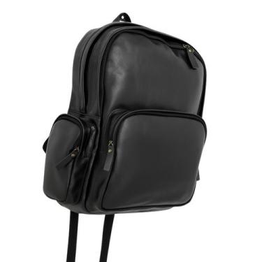 Imagem de Mochila em couro com porta notebook preta zup - Zup Bags