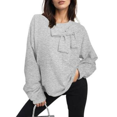 Imagem de Moletom Cakulo 2024 de tamanho grande, solto, para mulheres, cinza, GG