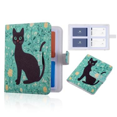 Imagem de FiitCASE Porta-cartões floral para mulheres, porta-cartões de visita coloridos, capa de cartão de visita de couro PU, estampa colorida, elegante para cartão de nome e cartão de crédito