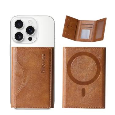 Imagem de FiitCASE Para MagSafe Carteira magnética com três dobras para cartão - Carteira minimalista de ímã forte compatível com iPhone 16/15/14/13/12 Pro Max Plus e para capas MagSafe, couro PU premium