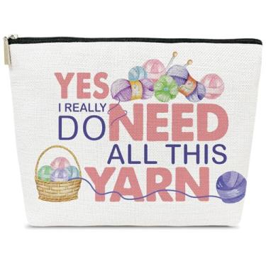 Imagem de Bolsa de maquiagem para presentes de crochê, presentes para amantes de tricô, bolsas de fio para crochê em movimento, sim, eu realmente preciso de todos esses fios, bolsa de cosméticos para bolsa